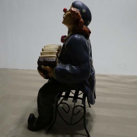 CLOWN porcelain sitting on bench playing accordion - Picture 2 of 4